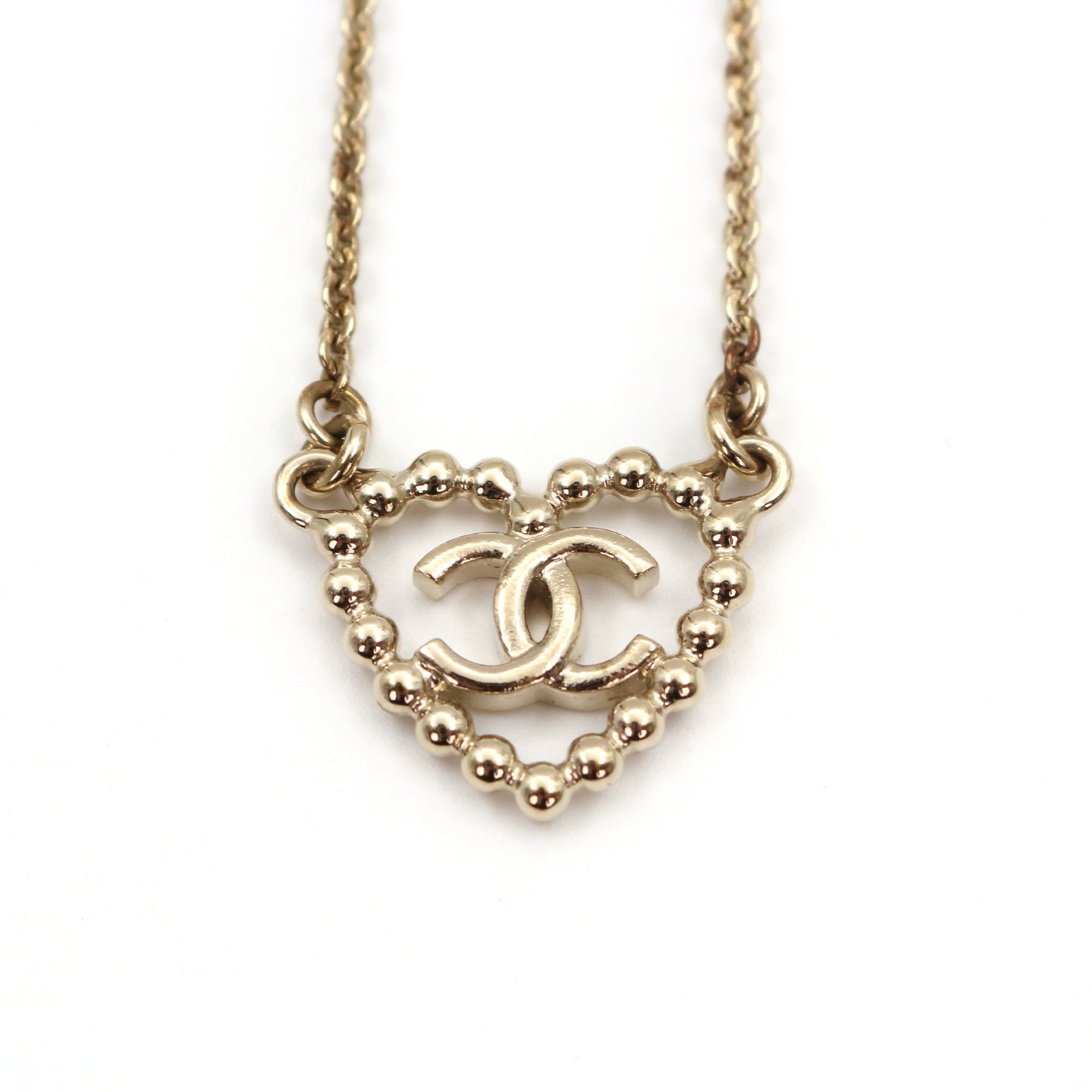 CHANEL Crystal Heart CC Necklace C25P [Used]