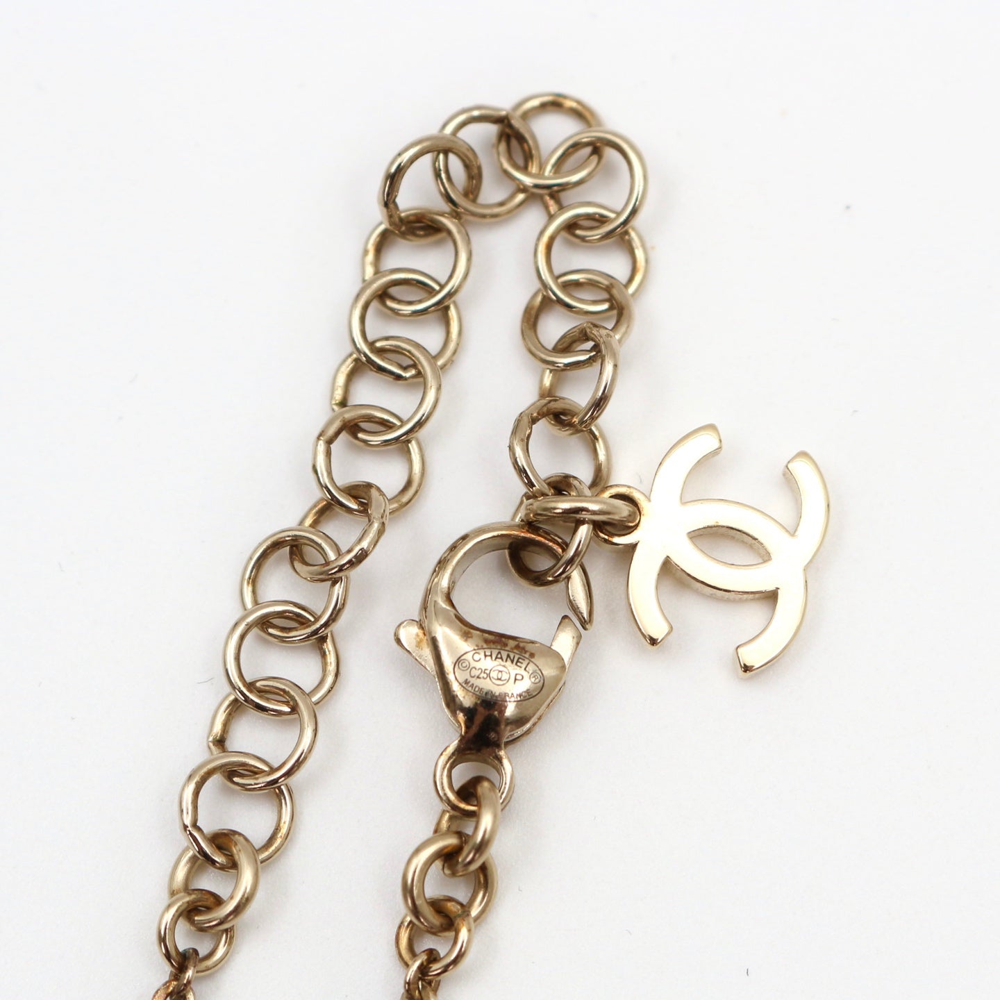 CHANEL Crystal Heart CC Necklace C25P [Used]