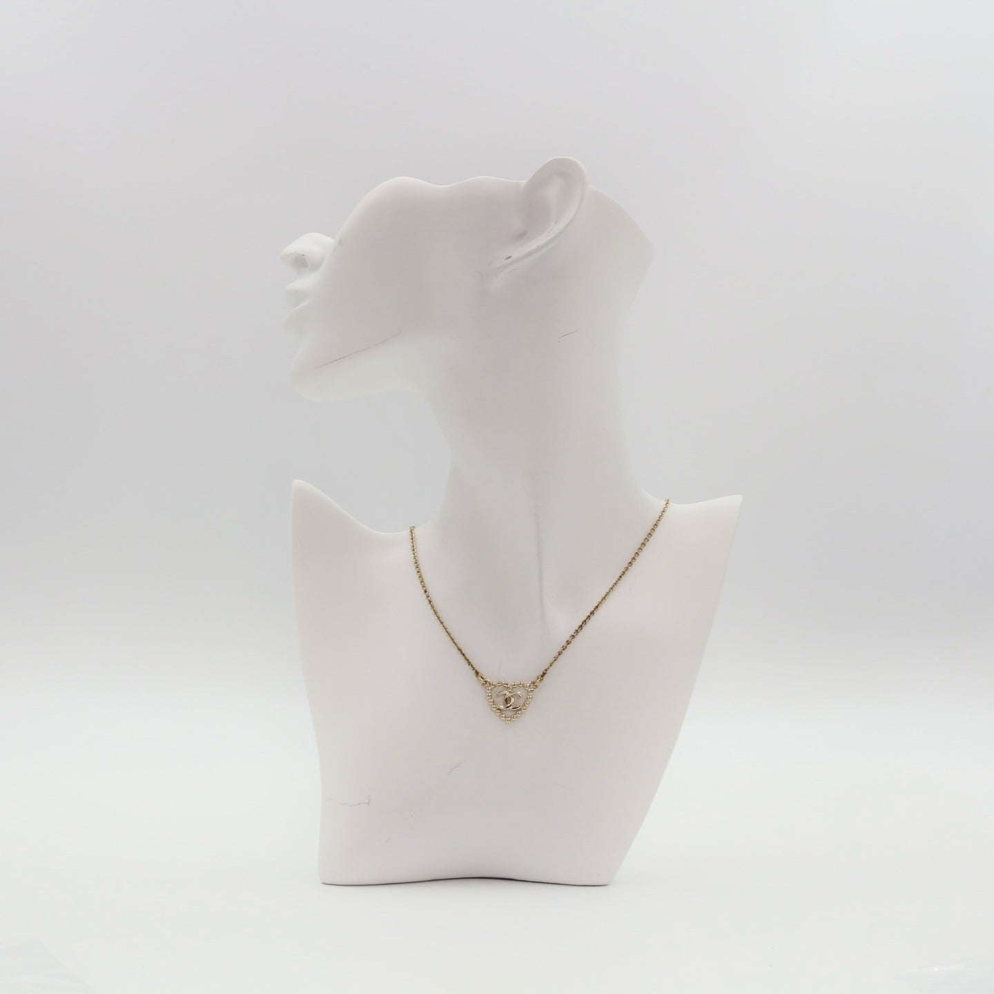 CHANEL Crystal Heart CC Necklace C25P [Used]