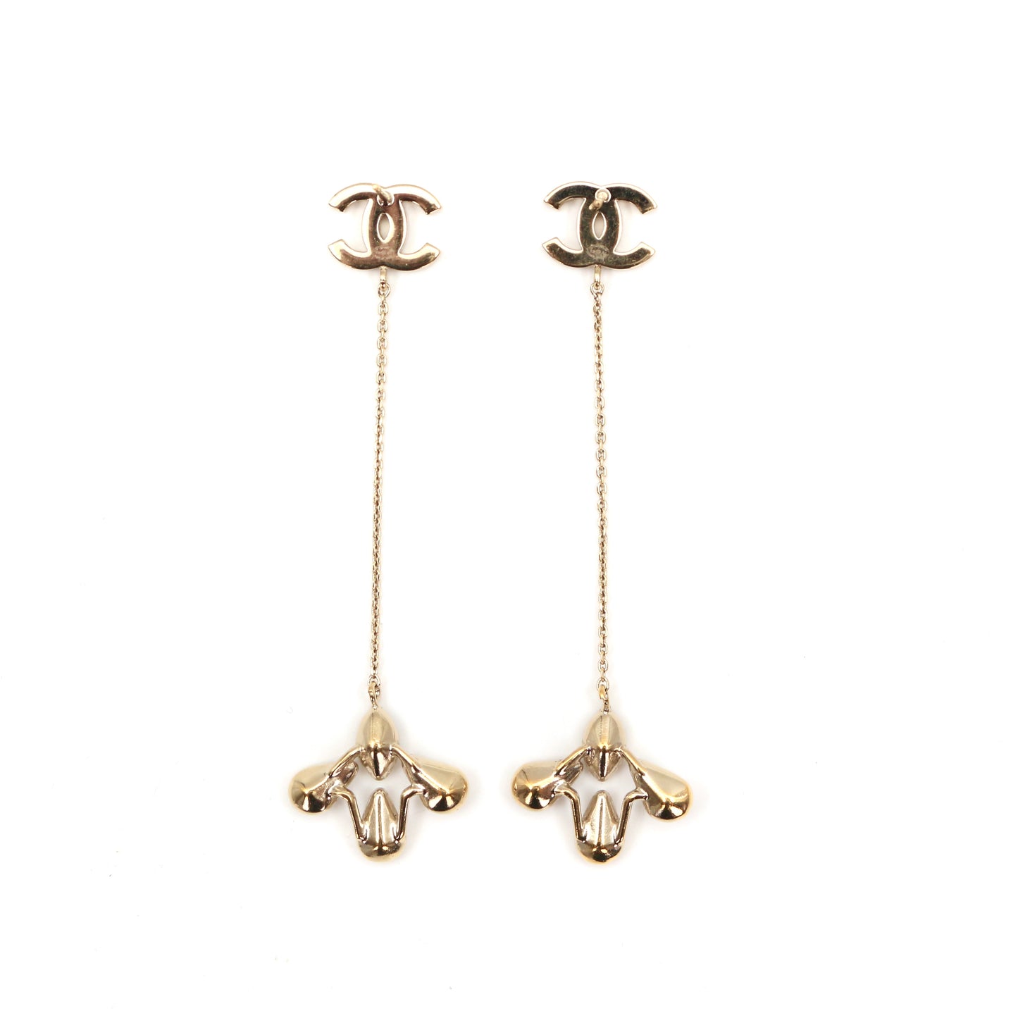 CHANEL Crystal CC Clover Drop Earrings B19K [Used]