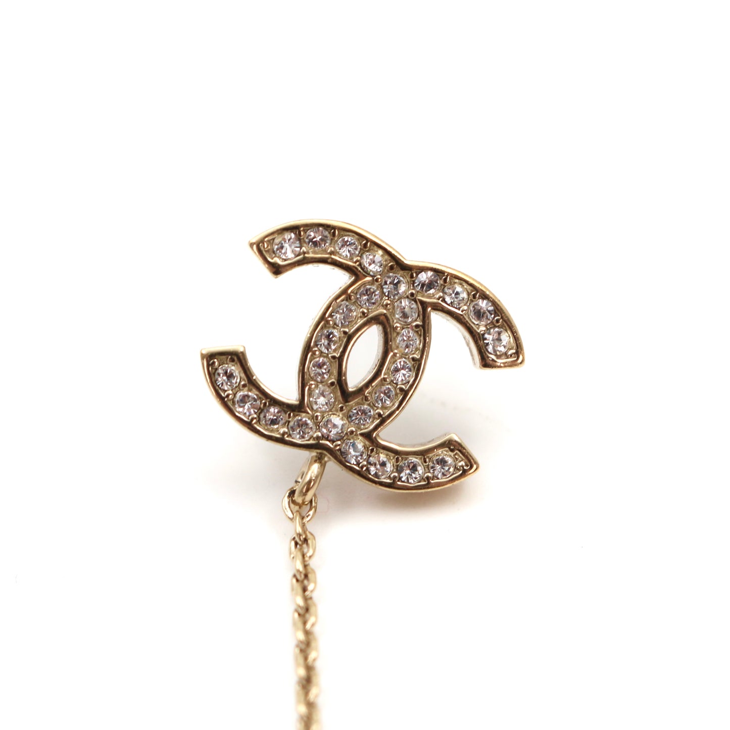 CHANEL Crystal CC Clover Drop Earrings B19K [Used]