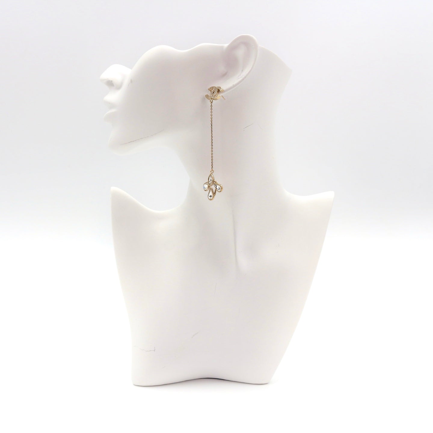 CHANEL Crystal CC Clover Drop Earrings B19K [Used]