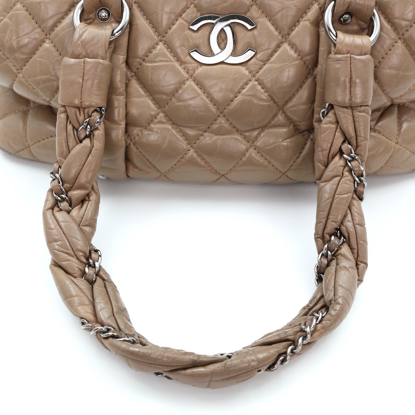 Chanel Beige Waxed Calfskin Braided Bowler Bag [Used]
