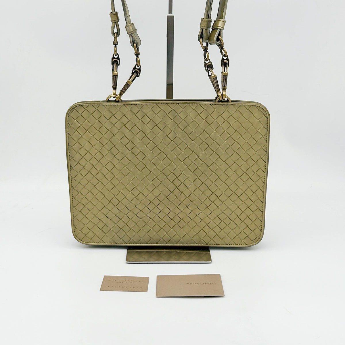 Bottega Veneta Metallic Olive Khaki Intrecciato Shoulder Bag [Used]