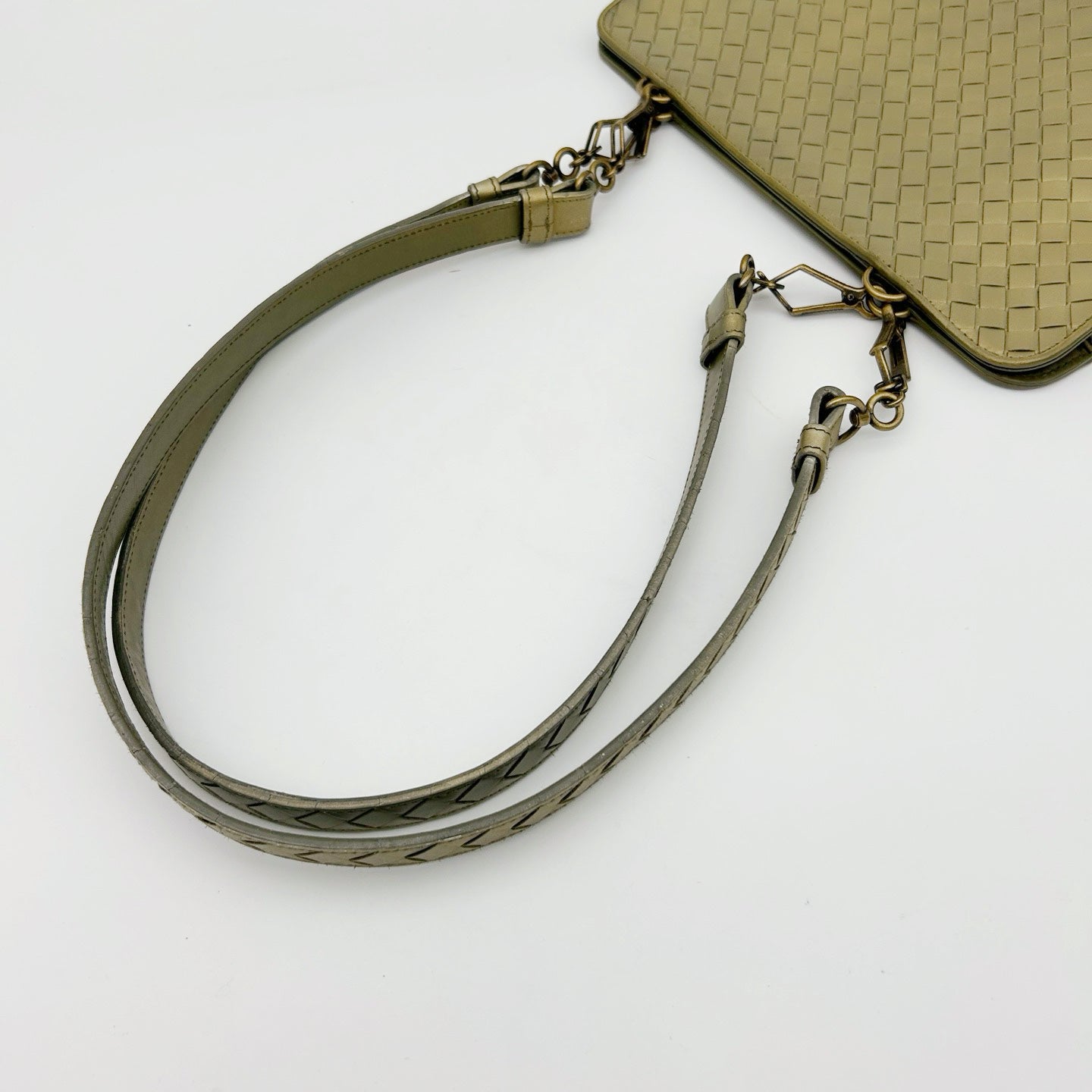 Bottega Veneta Metallic Olive Khaki Intrecciato Shoulder Bag [Used]