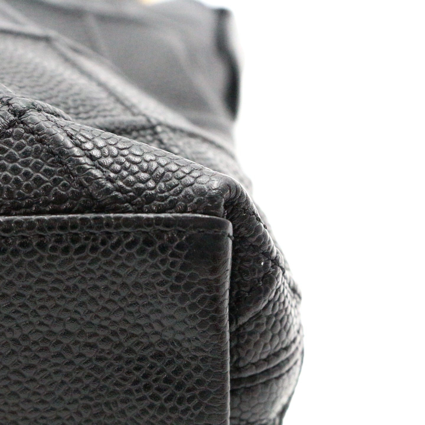 Chanel Quilted Caviar Chain Tote Bag Black Gold [Used]