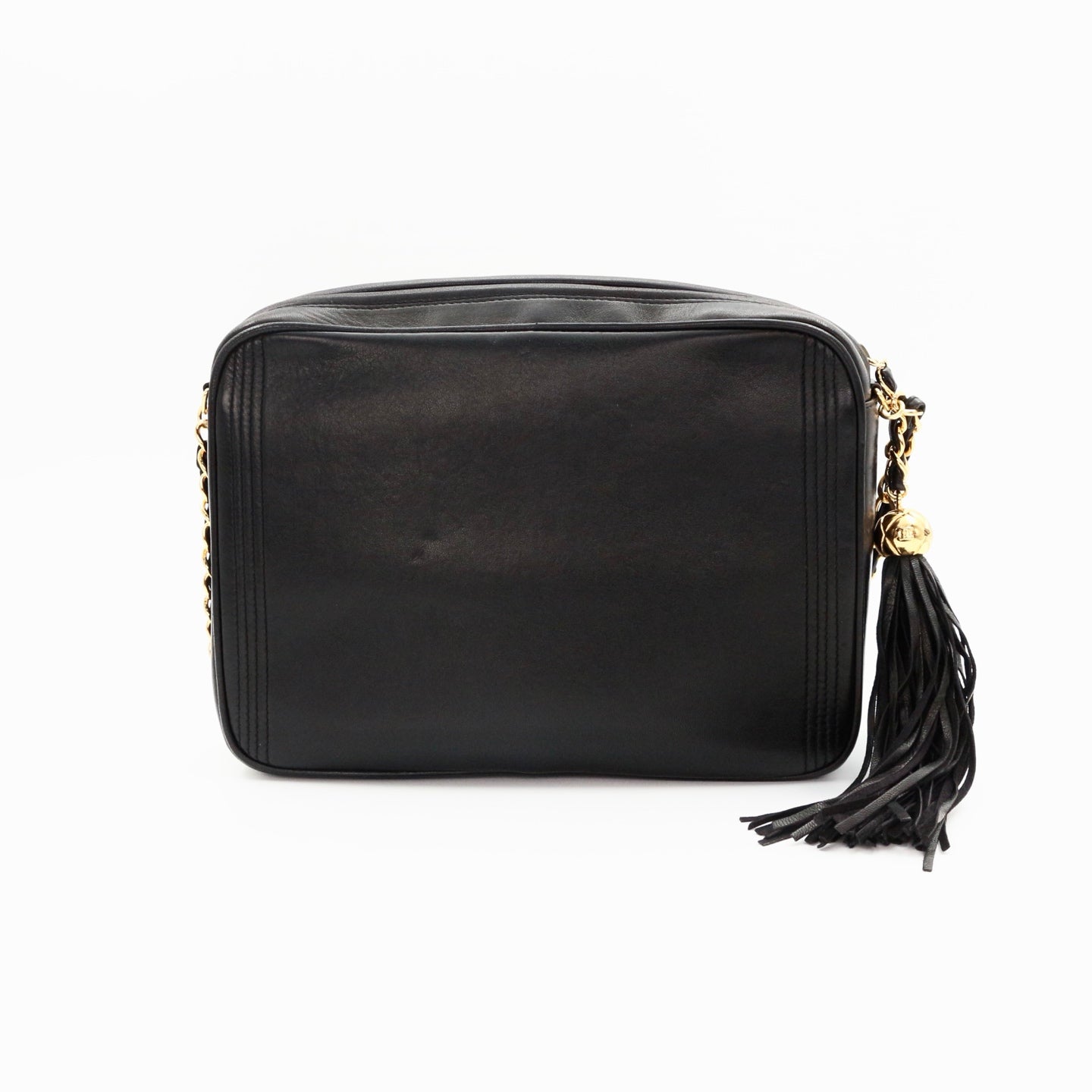 Chanel Lambskin CC Tassel Camera Bag Black Gold [Used]