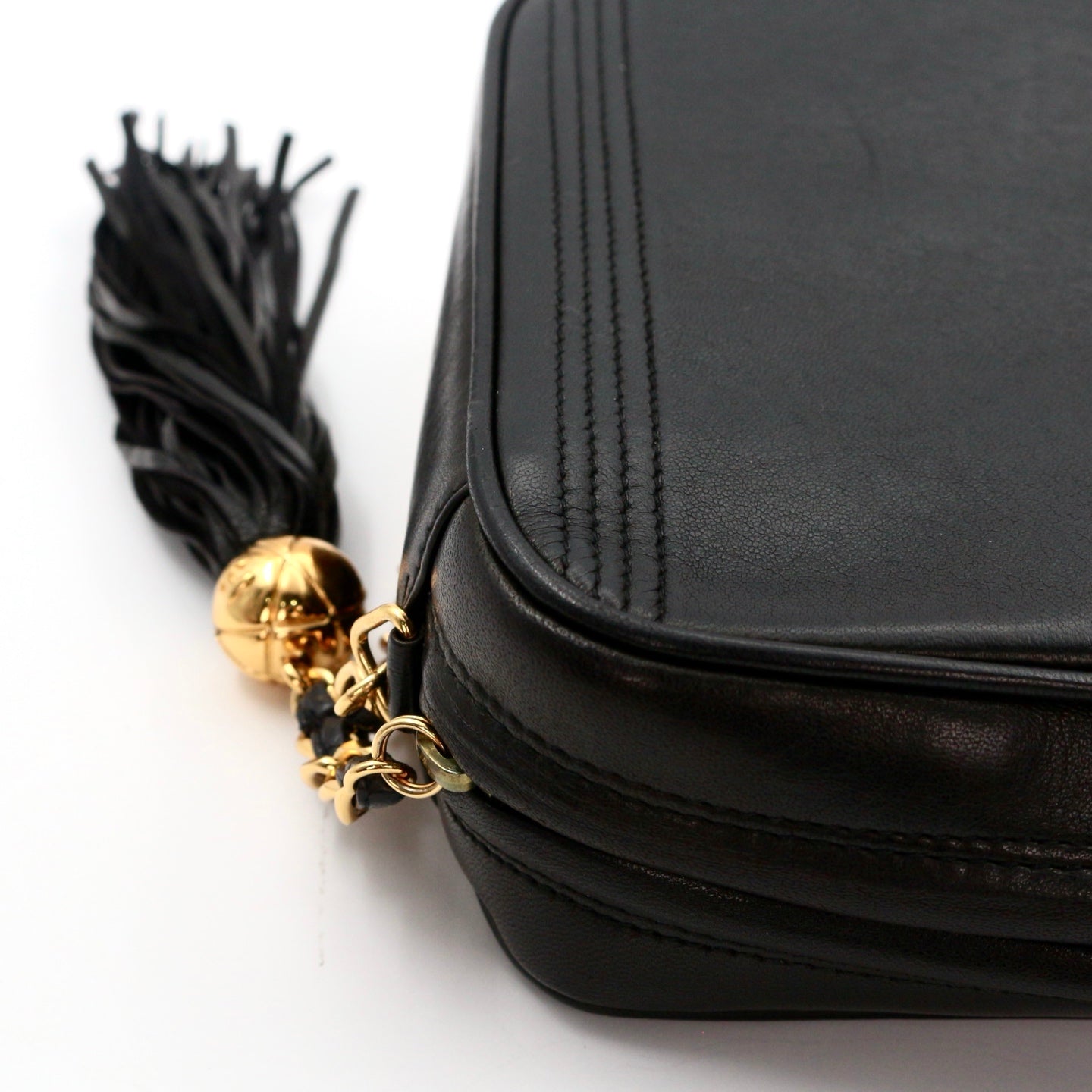 Chanel Lambskin CC Tassel Camera Bag Black Gold [Used]