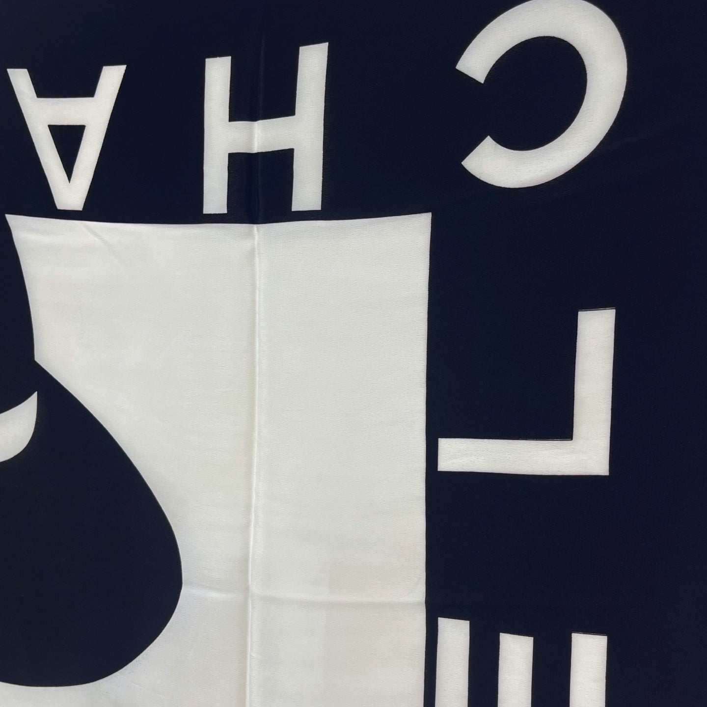 Chanel Graphic Lady Silk Scarf Black White 90 [Used]