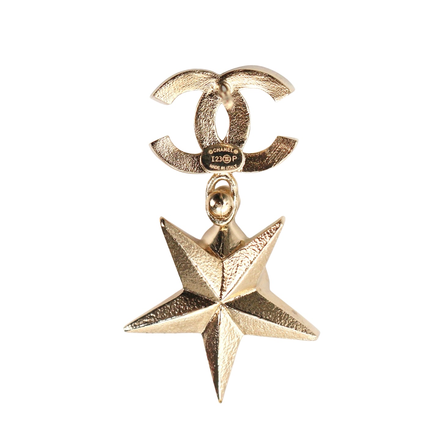 Chanel Crystal CC Star Earrings I23P Light Gold [Used]
