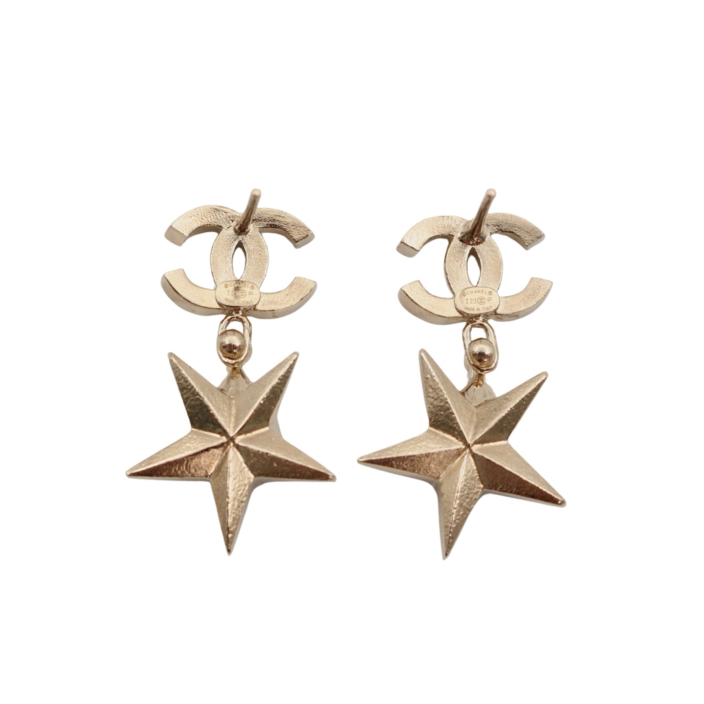 Chanel Crystal CC Star Earrings I23P Light Gold [Used]