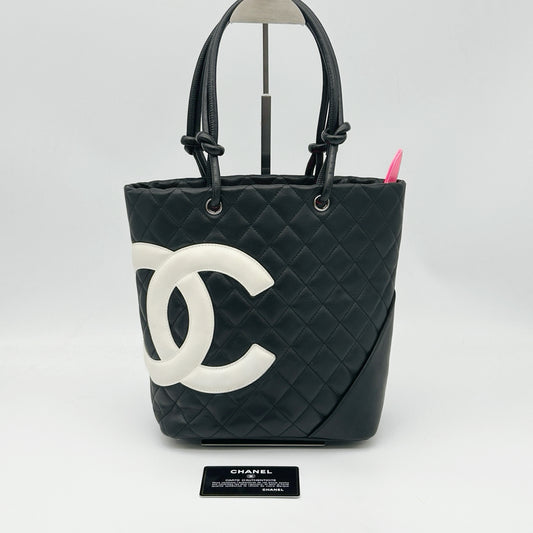 Chanel Cambon Ligne Medium Tote Bag Black White [Used]