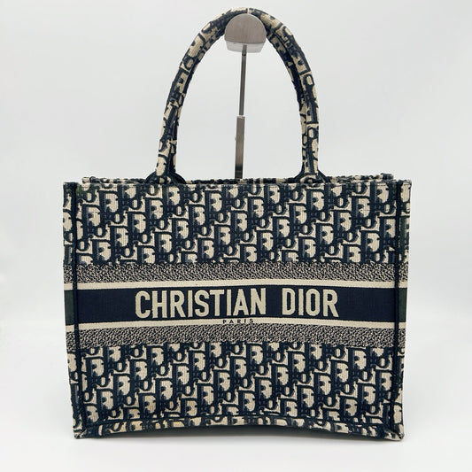 Christian Dior Oblique Book Tote Medium Blue [Used]