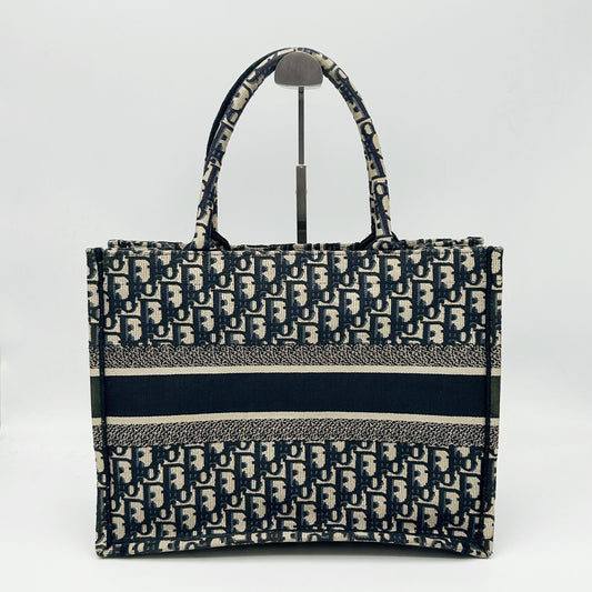 Christian Dior Oblique Book Tote Medium Blue [Used]