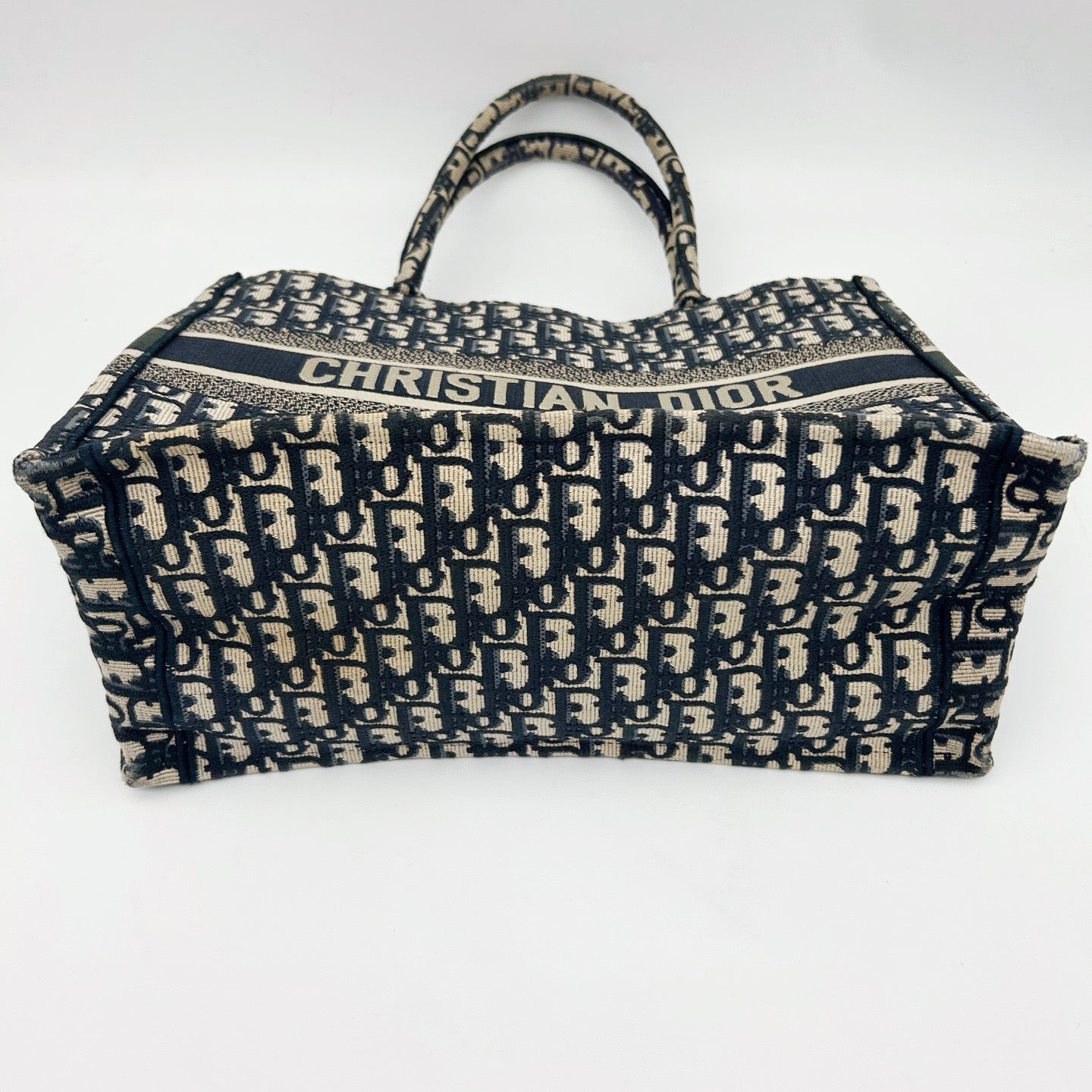 Christian Dior Oblique Book Tote Medium Blue [Used]