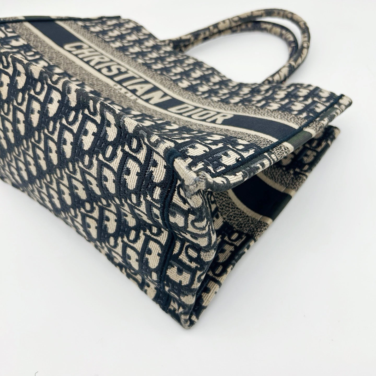 Christian Dior Oblique Book Tote Medium Blue [Used]