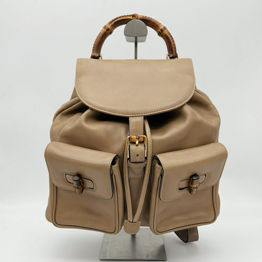 Gucci Bamboo Leather Backpack Beige Large [Used]