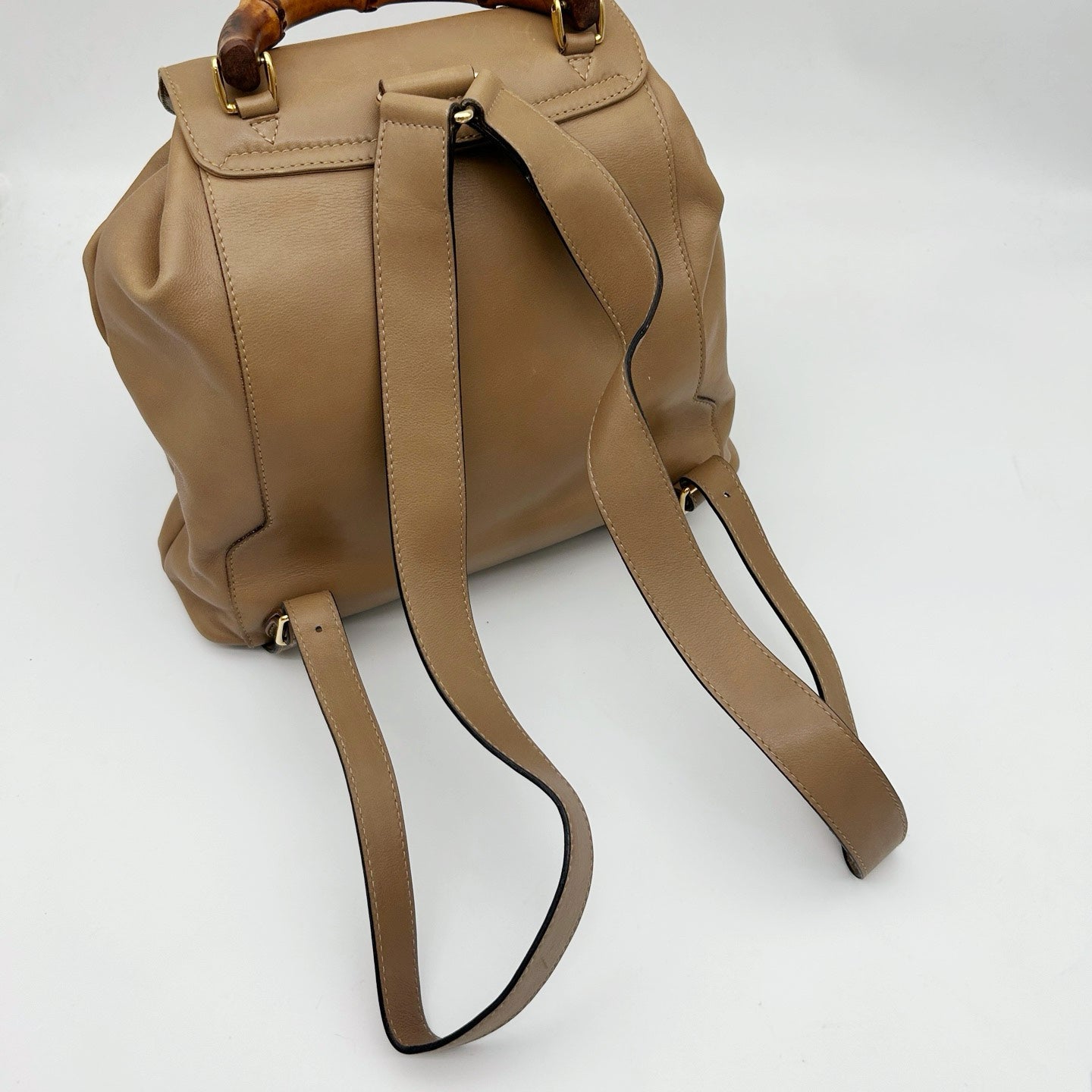 Gucci Bamboo Leather Backpack Beige Large [Used]