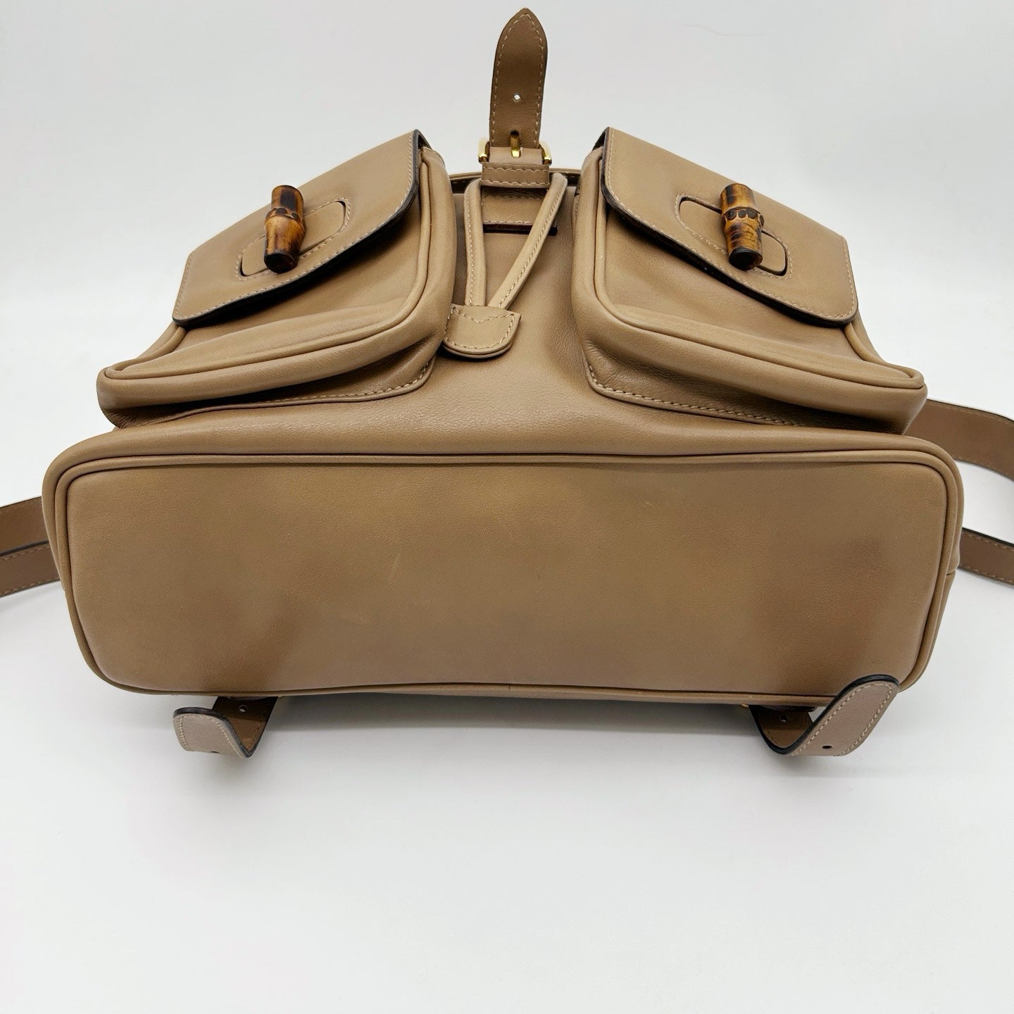 Gucci Bamboo Leather Backpack Beige Large [Used]