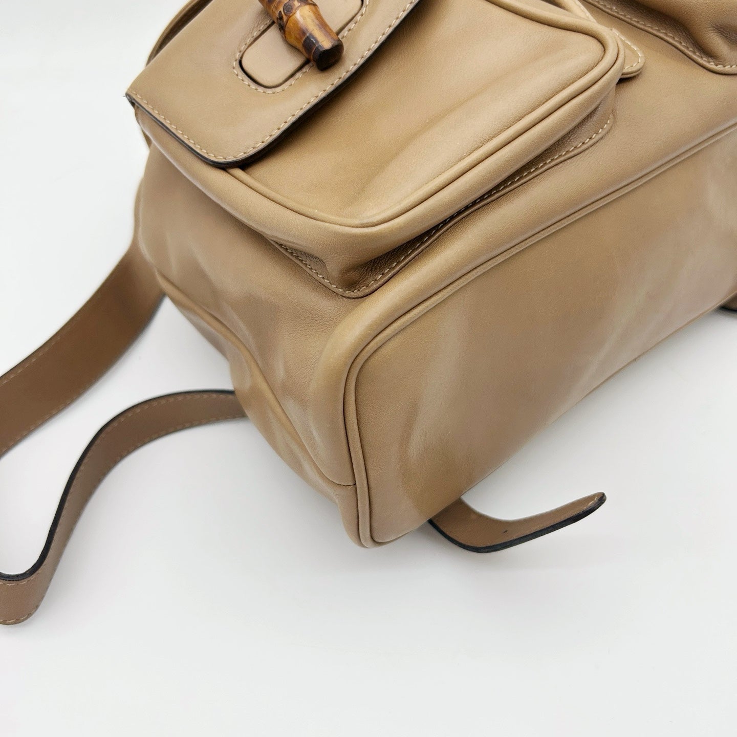 Gucci Bamboo Leather Backpack Beige Large [Used]
