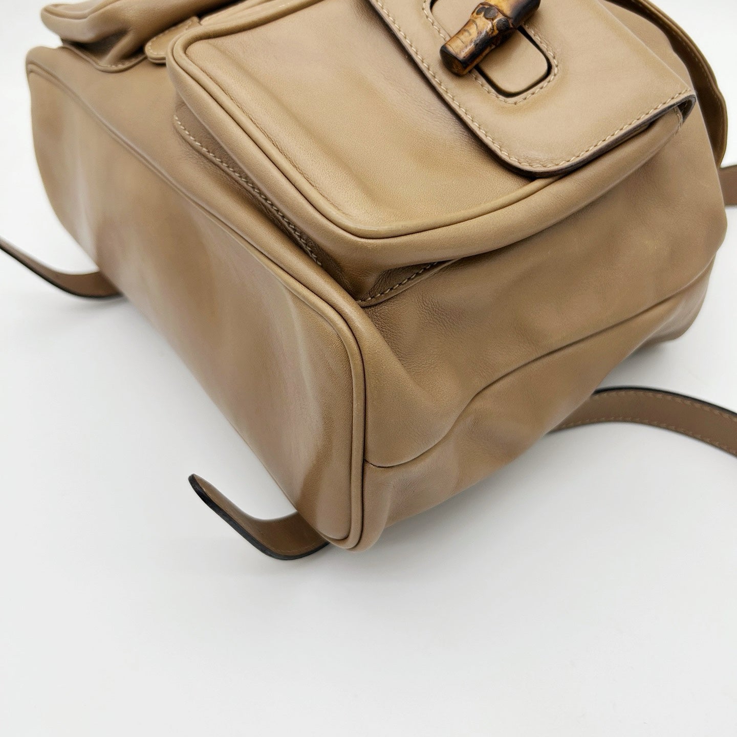Gucci Bamboo Leather Backpack Beige Large [Used]