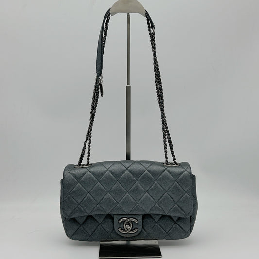 Chanel Metallic Silver Gray Flap Chain Bag [Used]