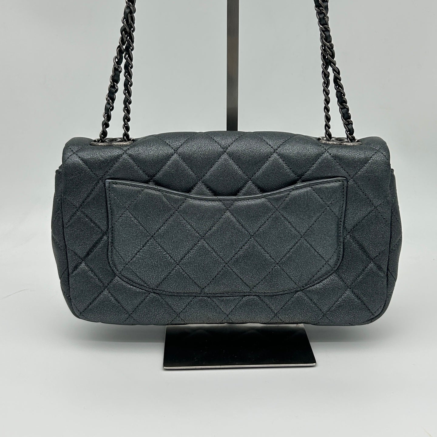 Chanel Metallic Silver Gray Flap Chain Bag [Used]