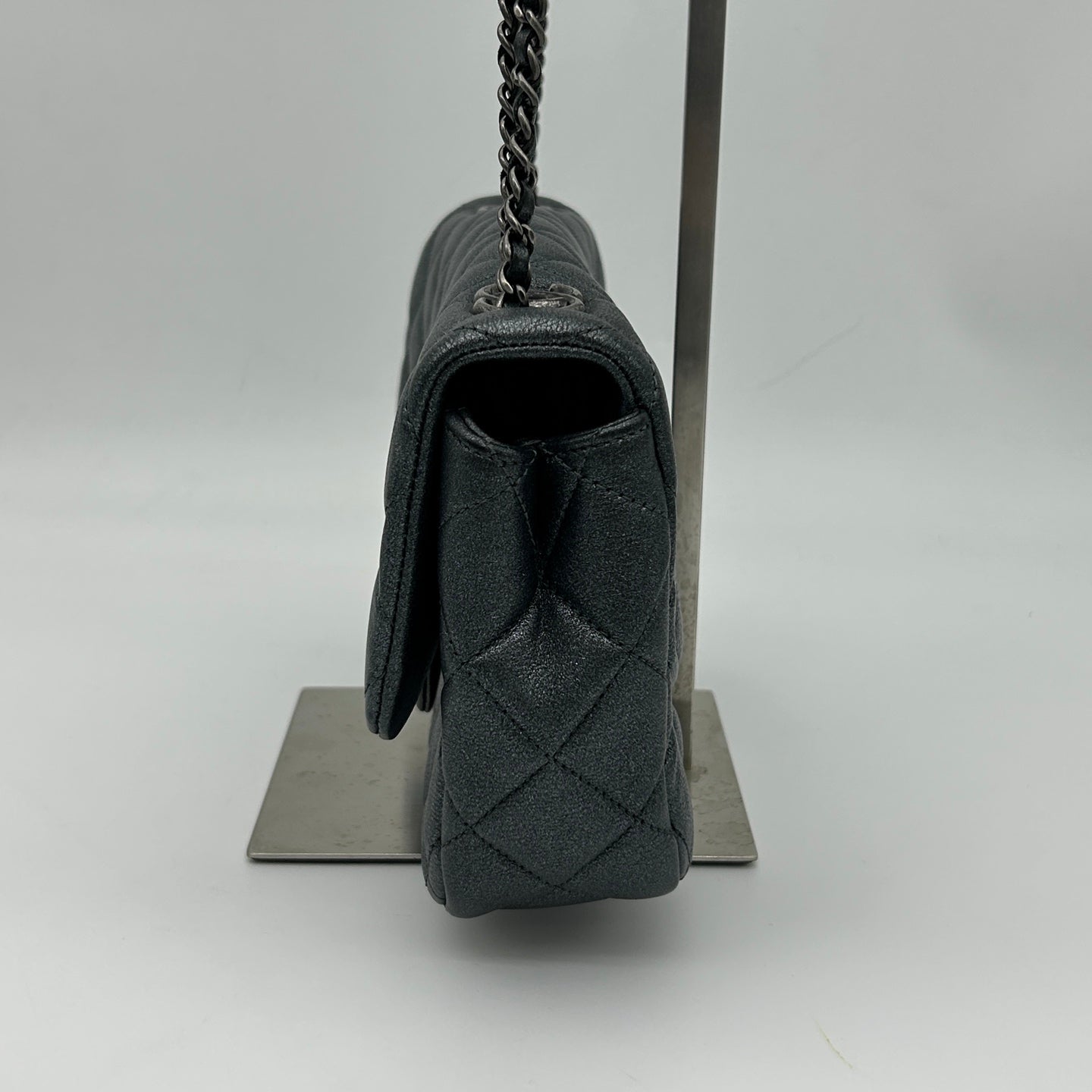 Chanel Metallic Silver Gray Flap Chain Bag [Used]