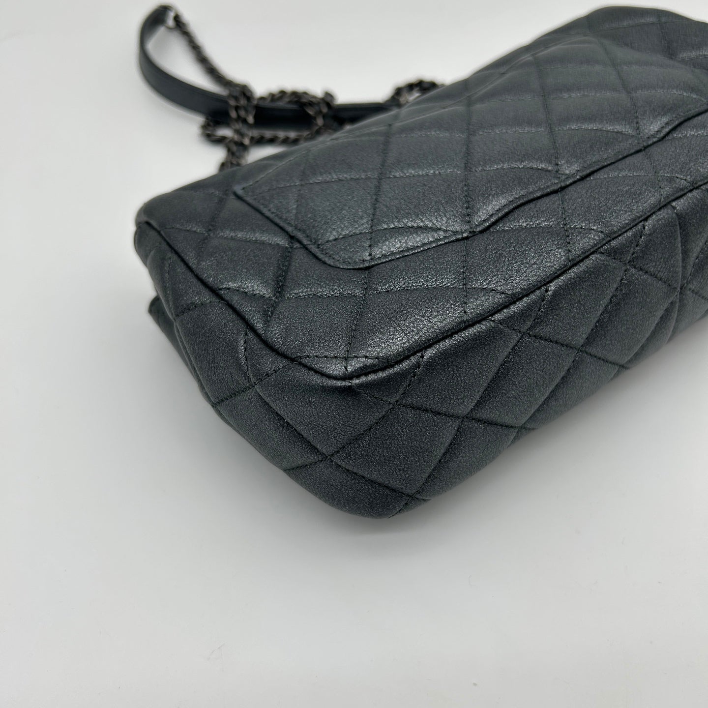 Chanel Metallic Silver Gray Flap Chain Bag [Used]