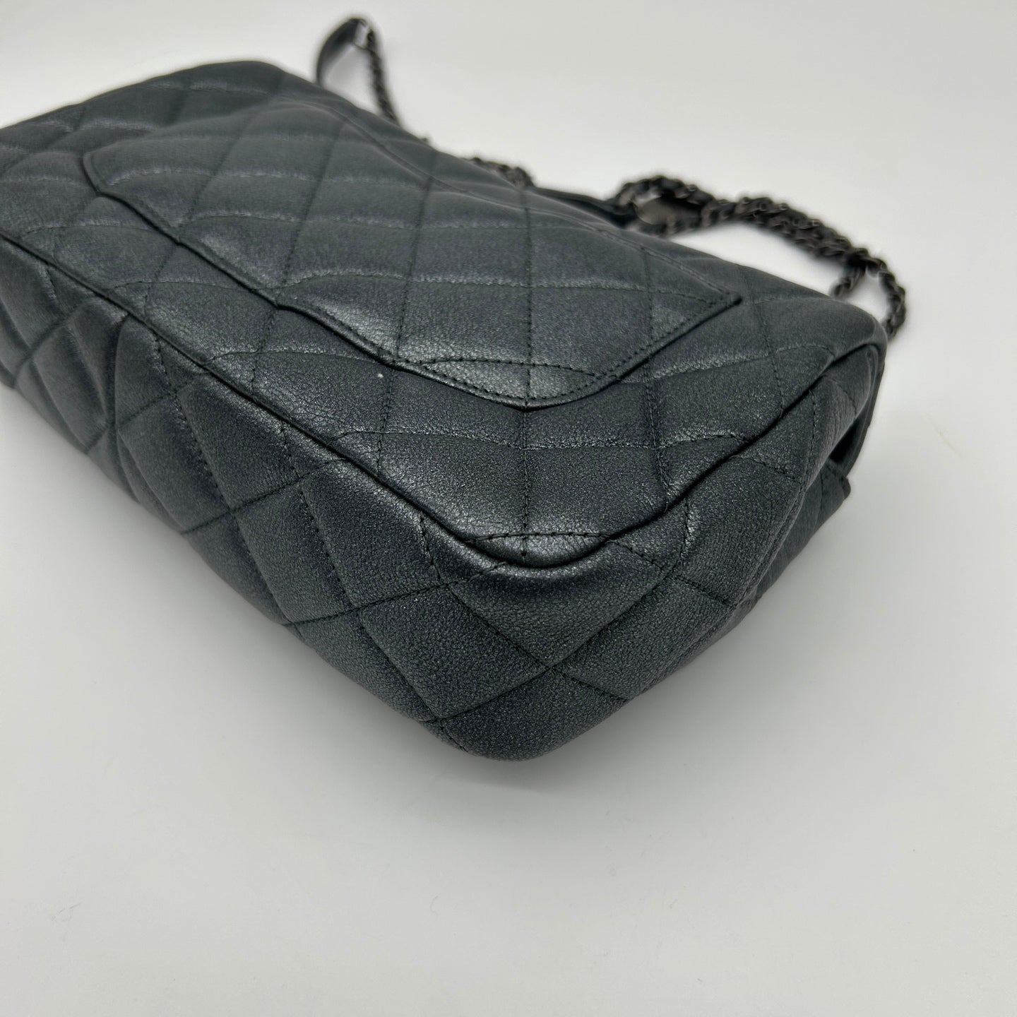 Chanel Metallic Silver Gray Flap Chain Bag [Used]