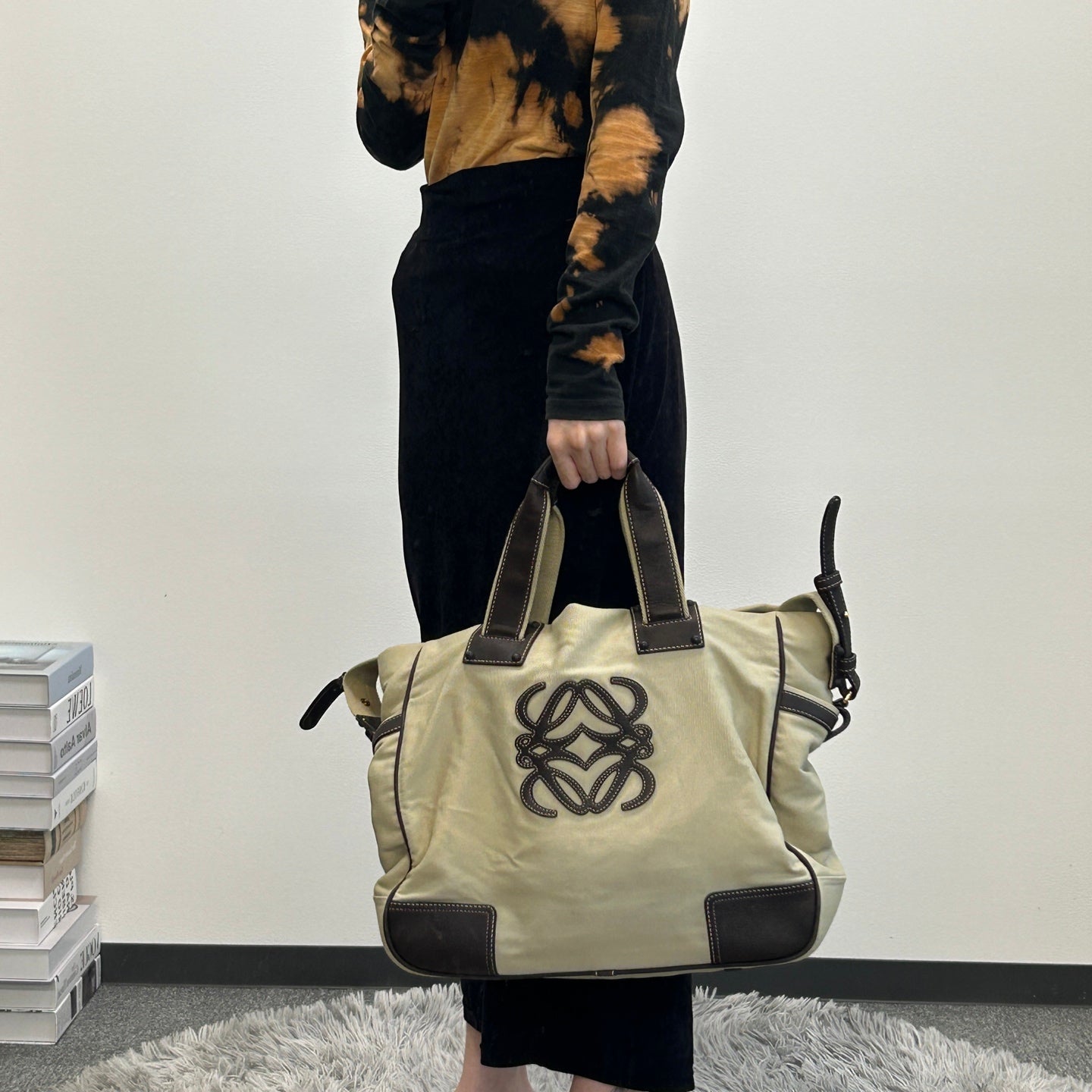 Loewe Anagram Canvas 2-Way Tote Bag Beige / Brown [Used]