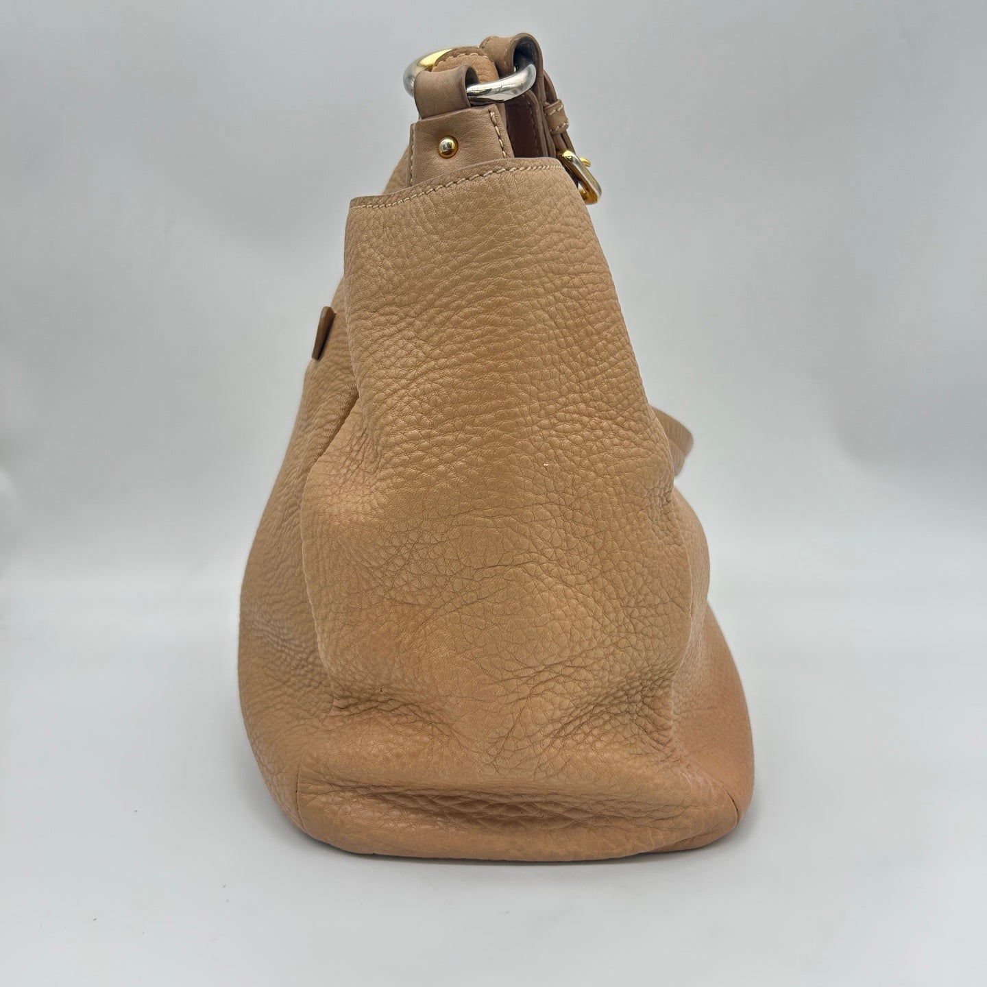 Prada Leather Shoulder Tote Bag Beige Gold Hardware [Used]