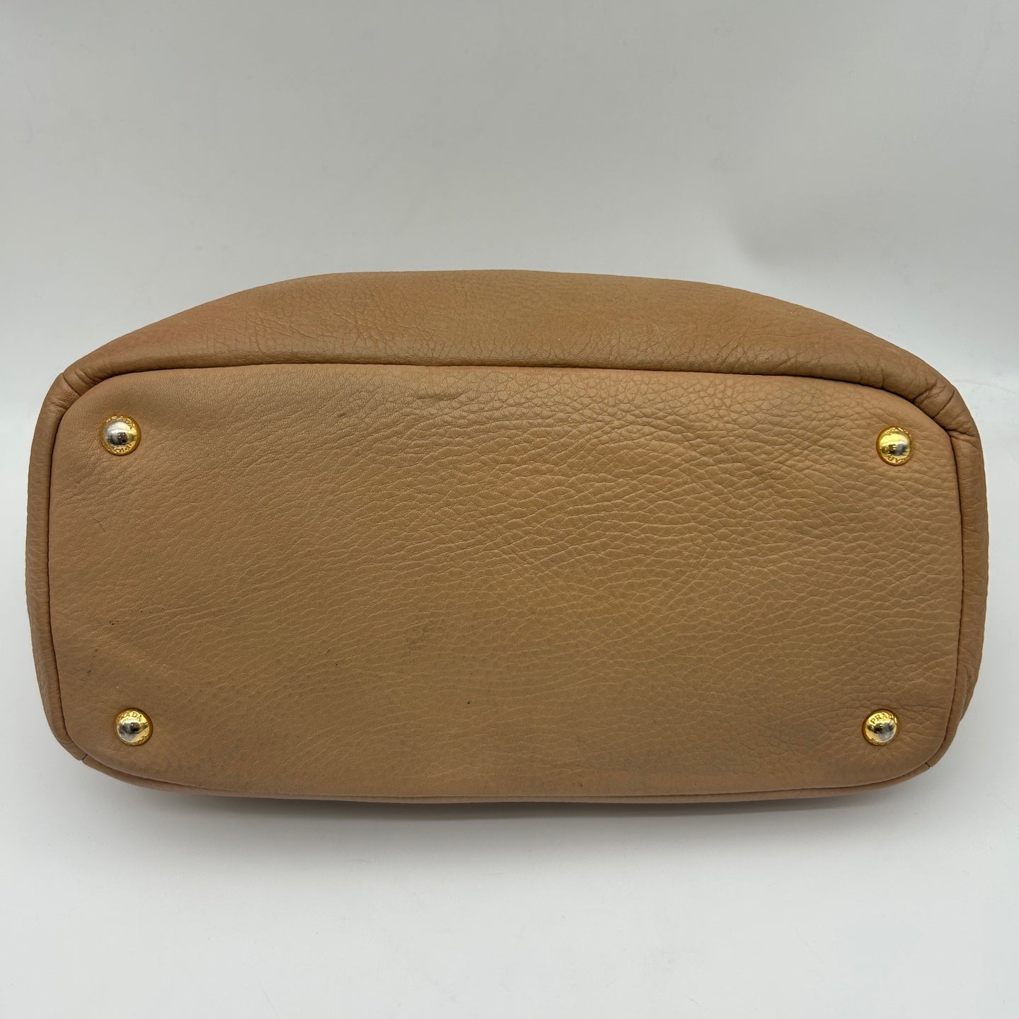 Prada Leather Shoulder Tote Bag Beige Gold Hardware [Used]