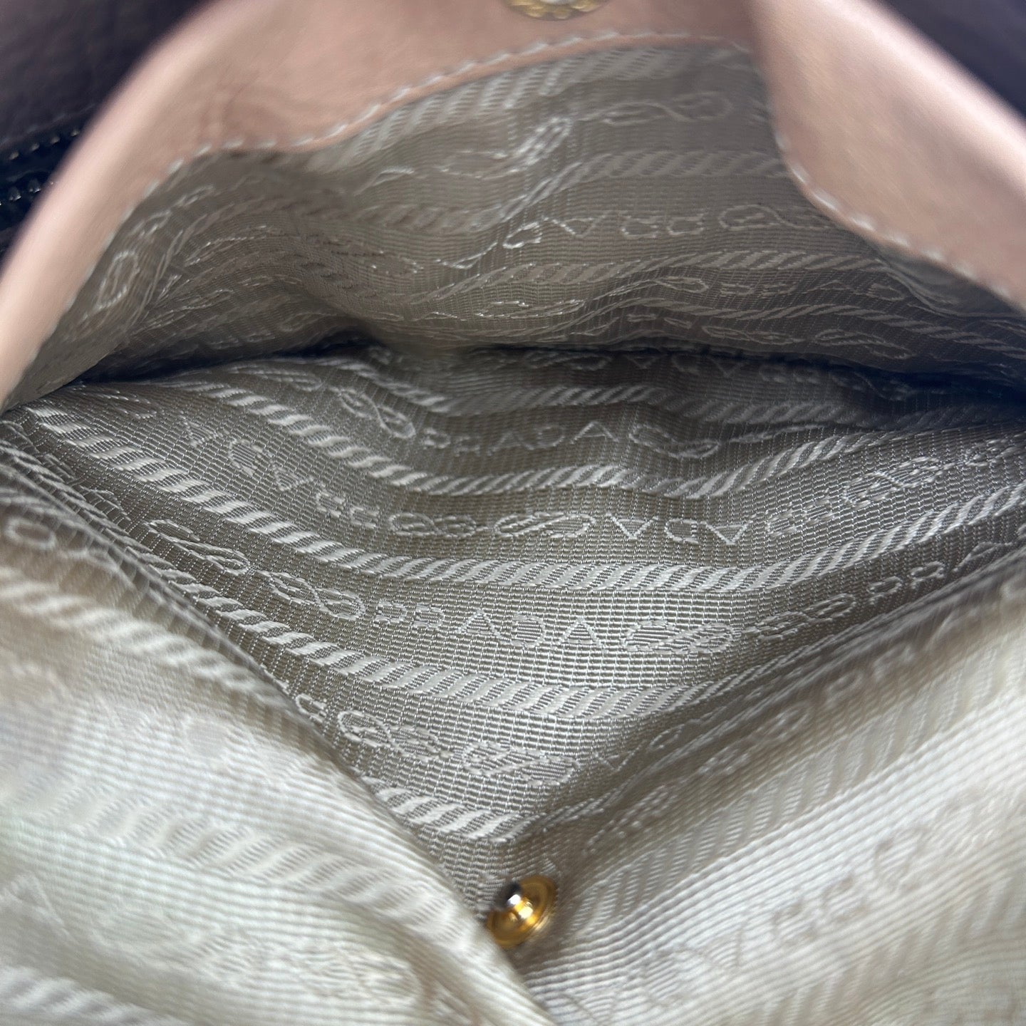 Prada Leather Shoulder Tote Bag Beige Gold Hardware [Used]