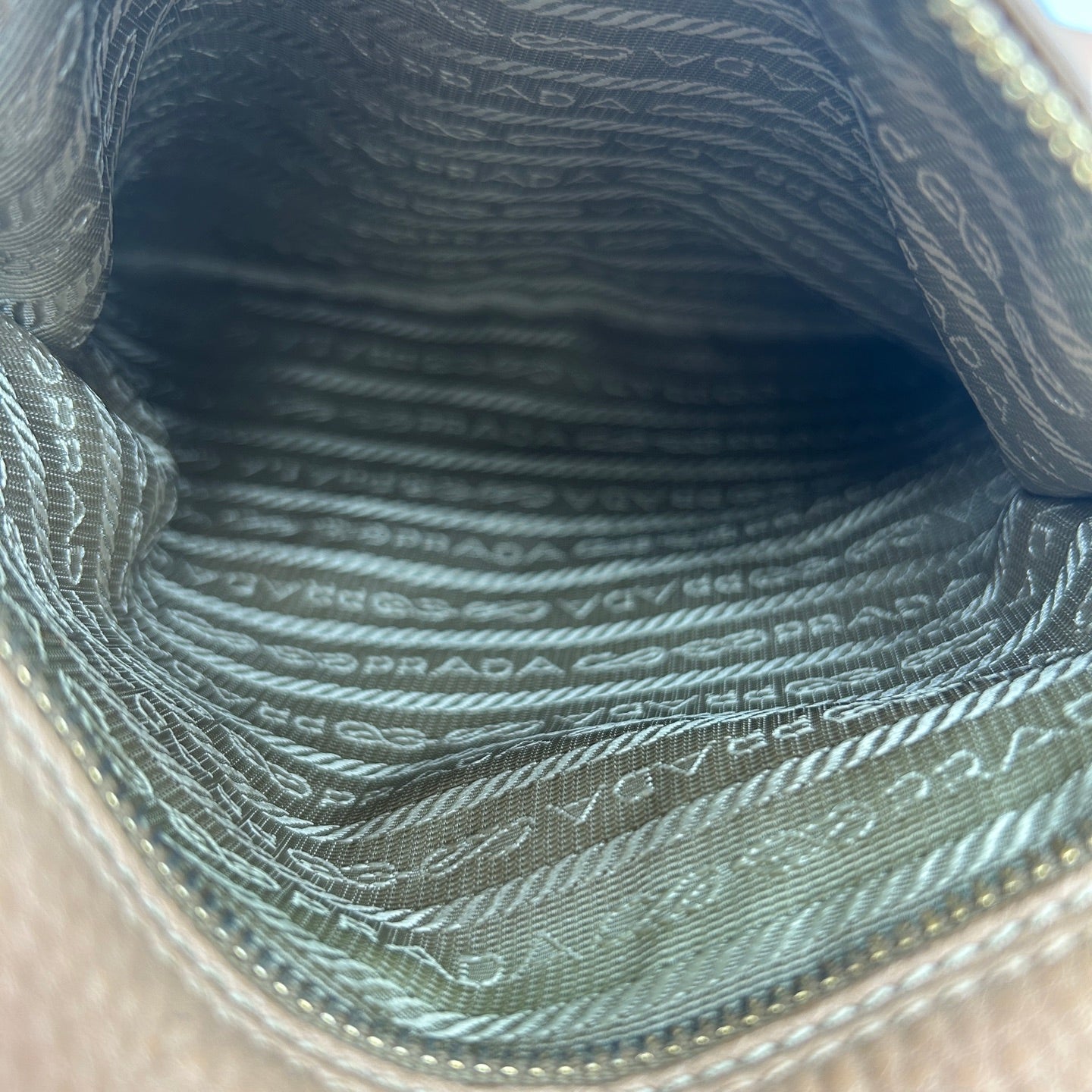 Prada Leather Shoulder Tote Bag Beige Gold Hardware [Used]