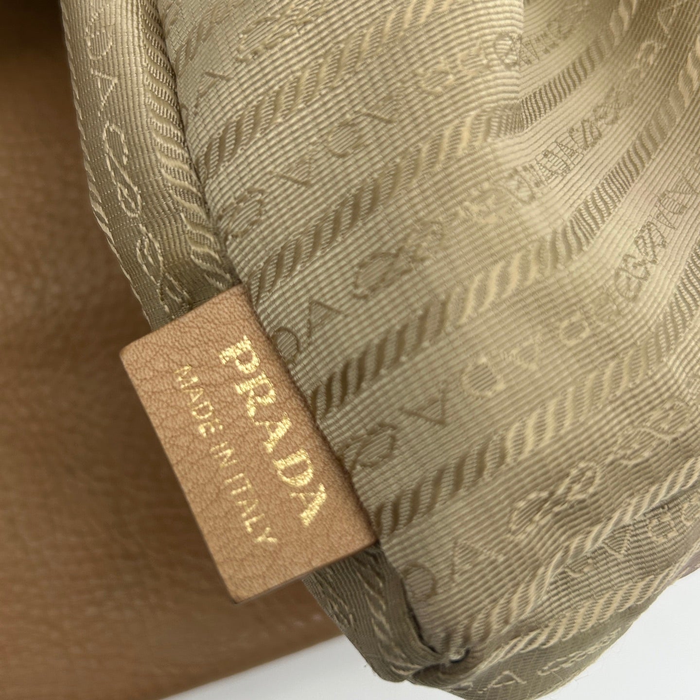 Prada Leather Shoulder Tote Bag Beige Gold Hardware [Used]