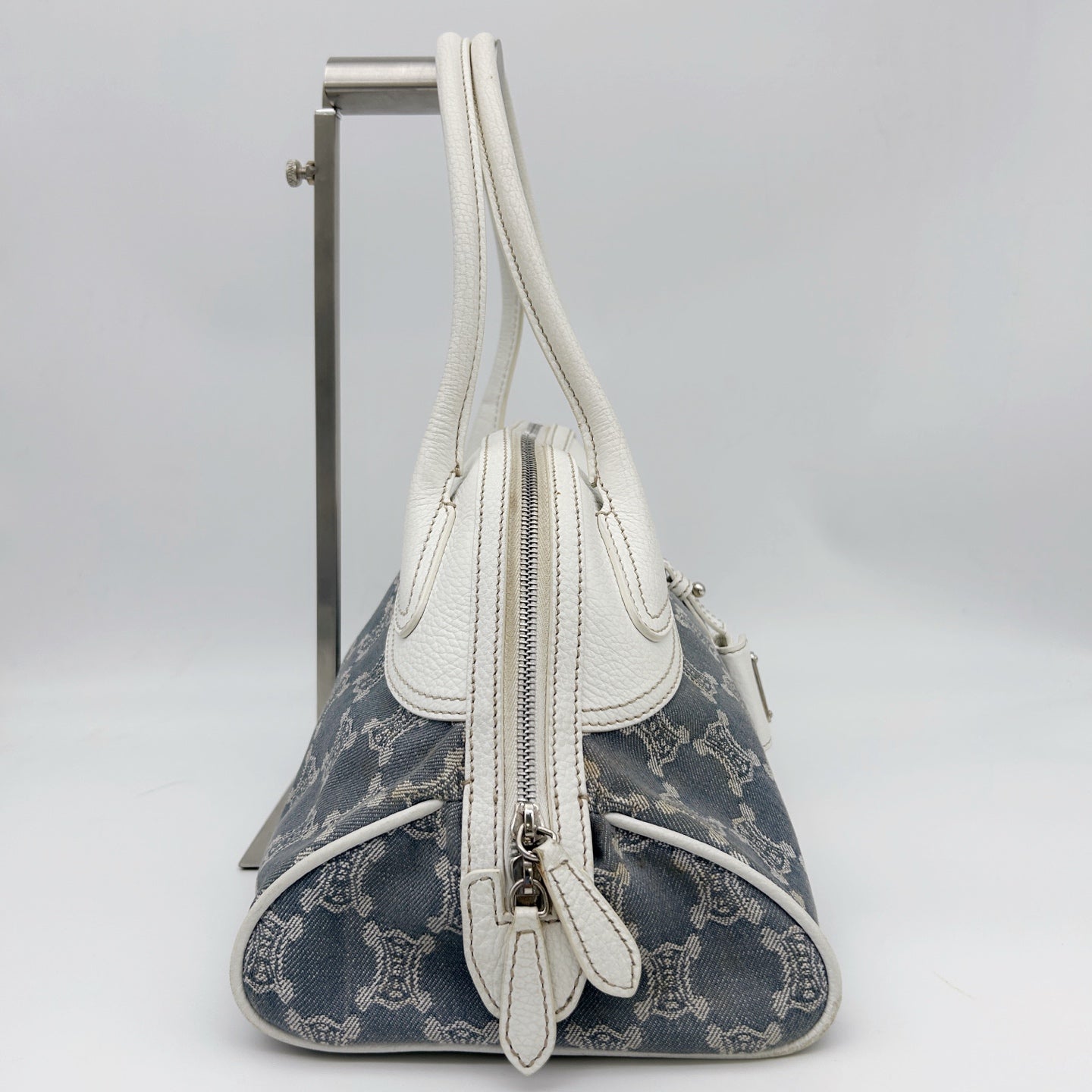 Celine Triomphe Denim Bowling Bag Light Blue [Used]