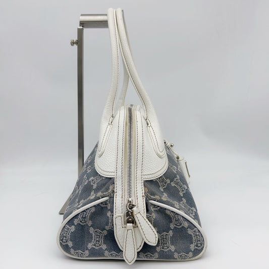 Celine Triomphe Denim Bowling Bag Light Blue [Used]