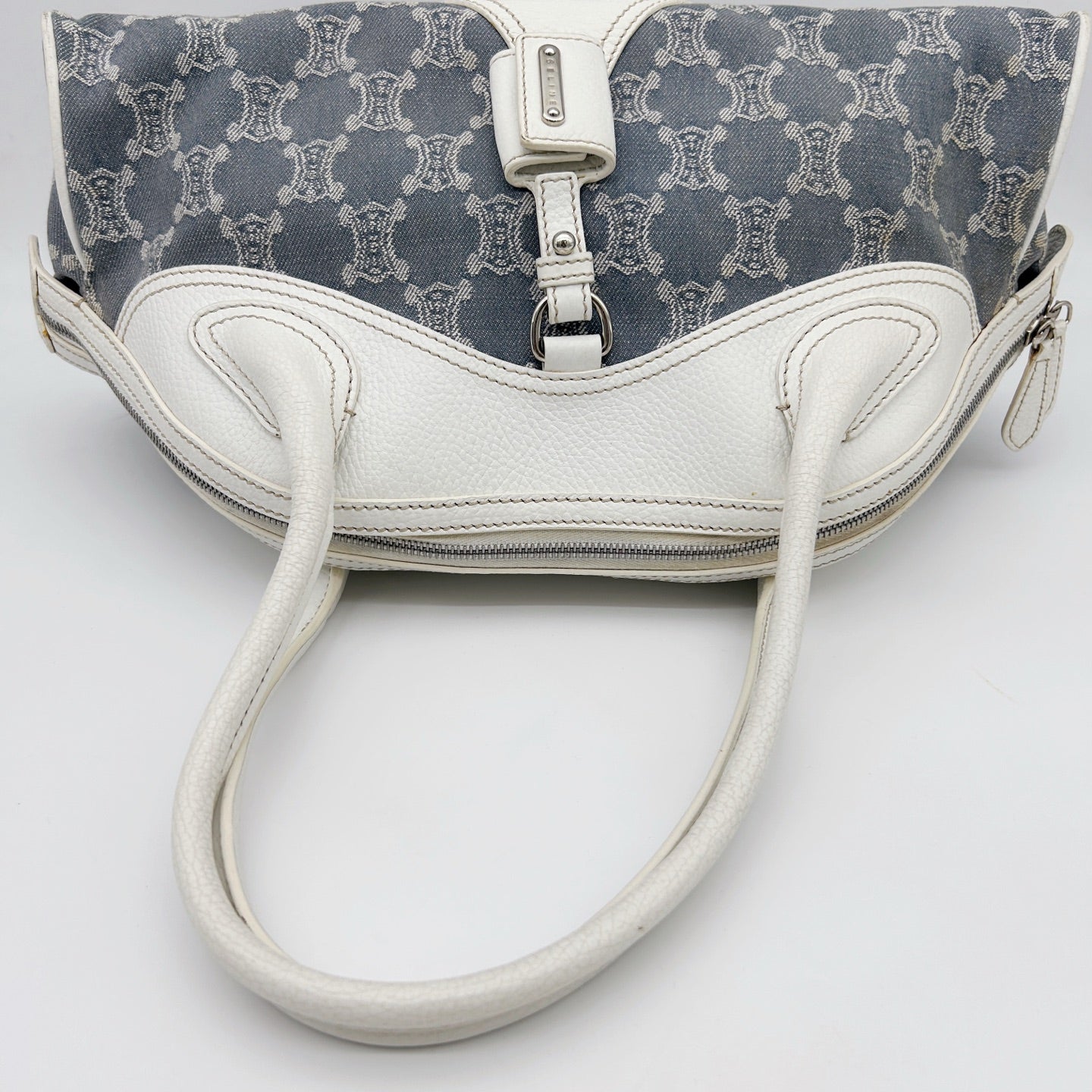 Celine Triomphe Denim Bowling Bag Light Blue [Used]