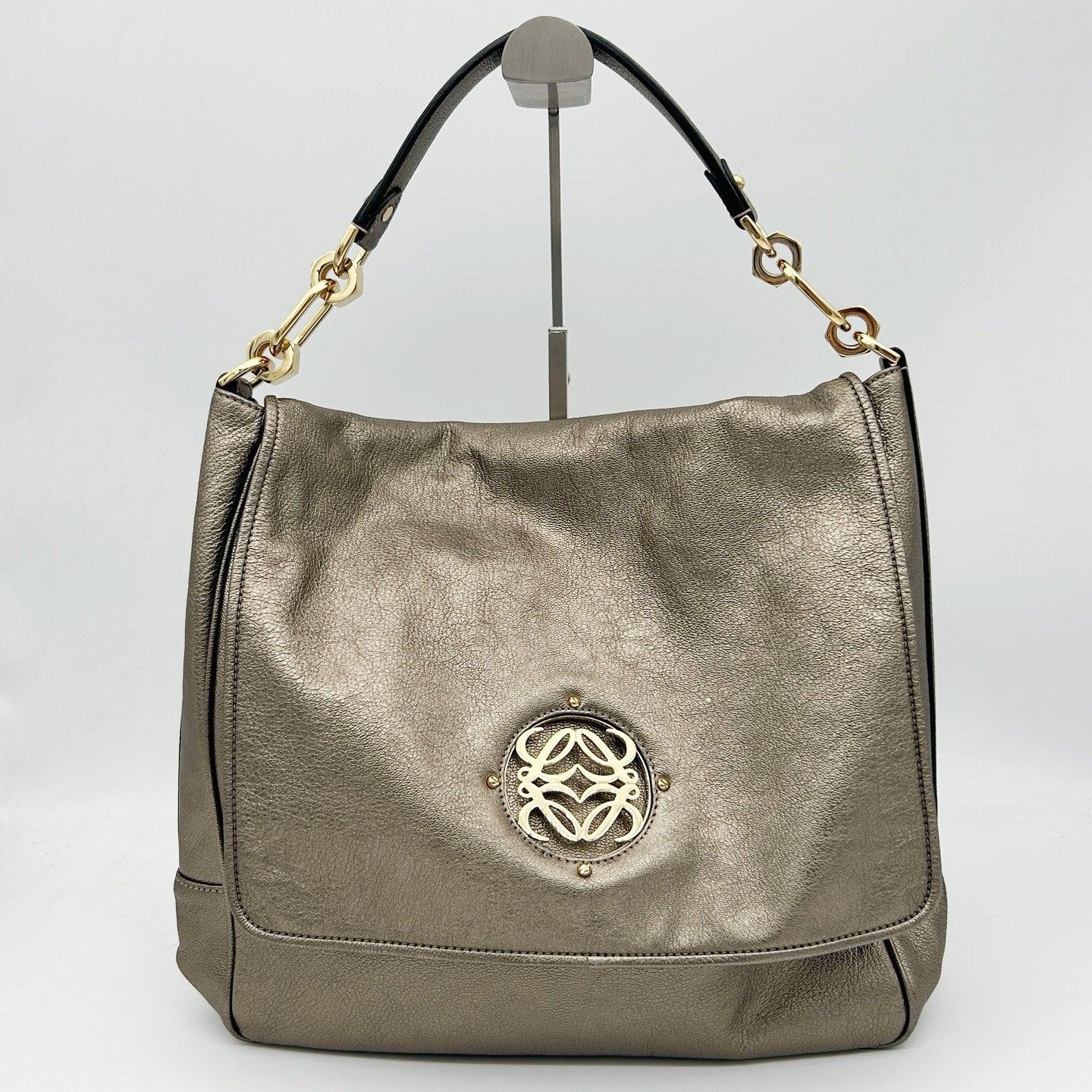 Loewe Metallic Bronze Anagram Flap Shoulder Bag [Used]