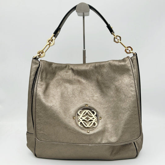 Loewe Metallic Bronze Anagram Flap Shoulder Bag [Used]