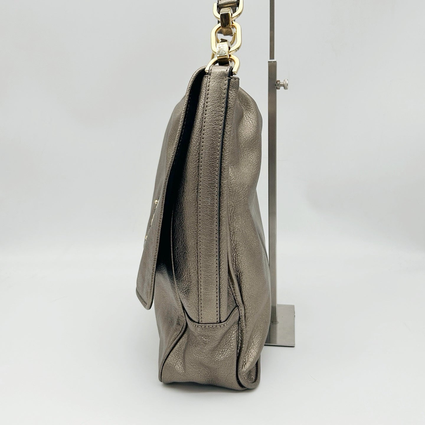 Loewe Metallic Bronze Anagram Flap Shoulder Bag [Used]