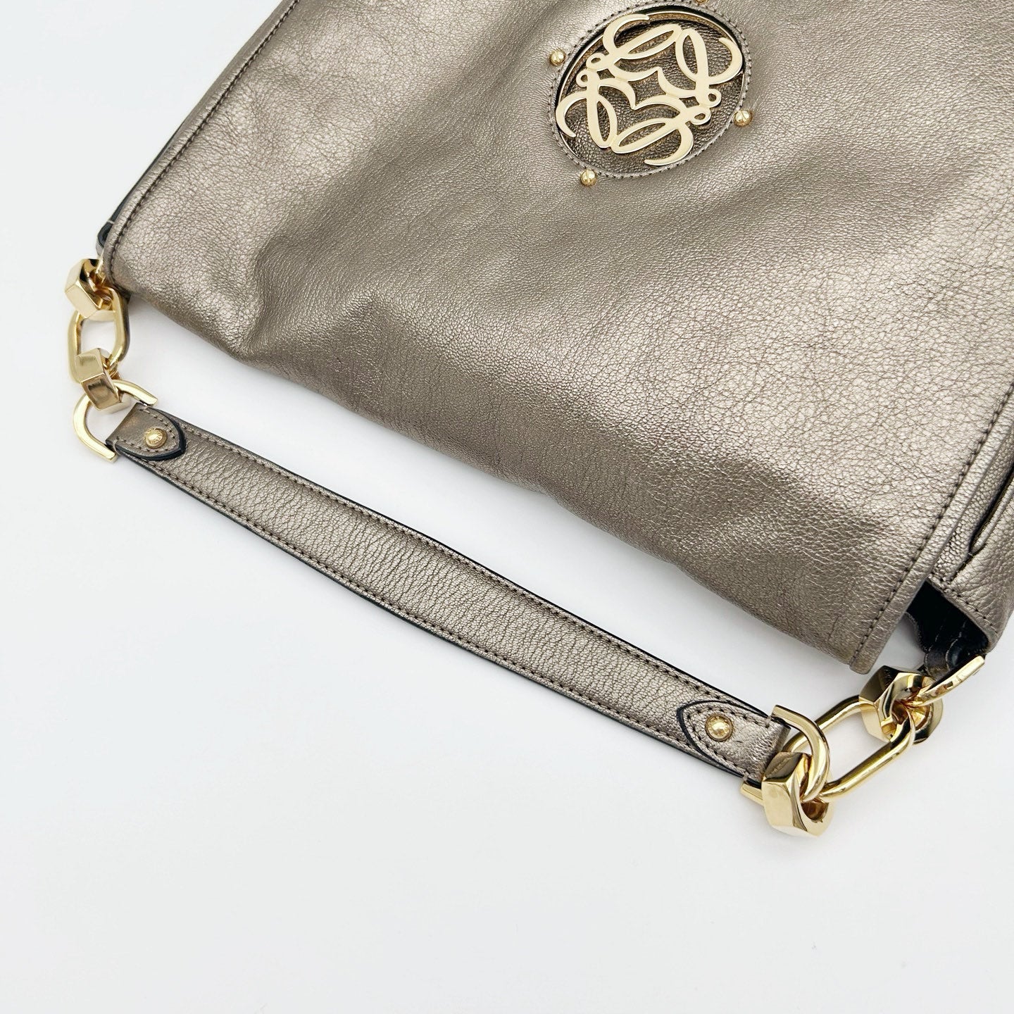 Loewe Metallic Bronze Anagram Flap Shoulder Bag [Used]
