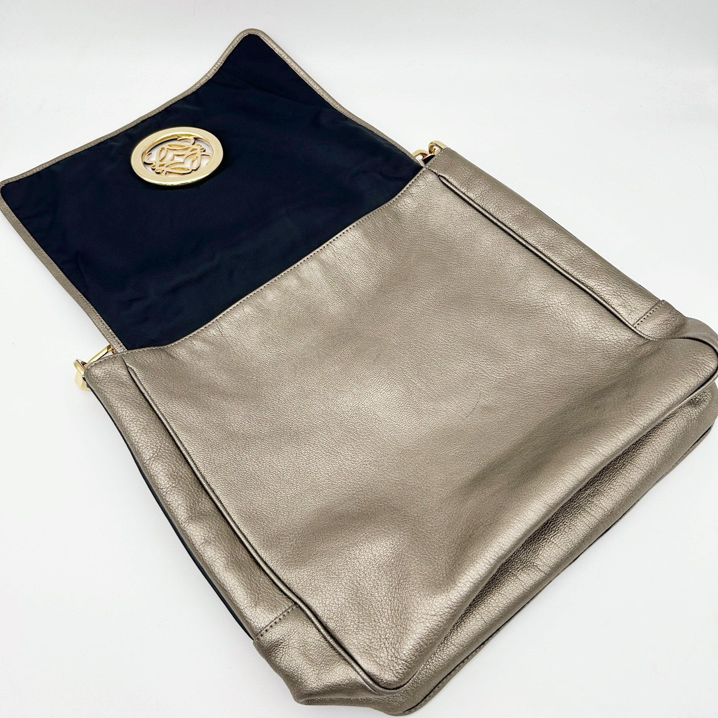 Loewe Metallic Bronze Anagram Flap Shoulder Bag [Used]