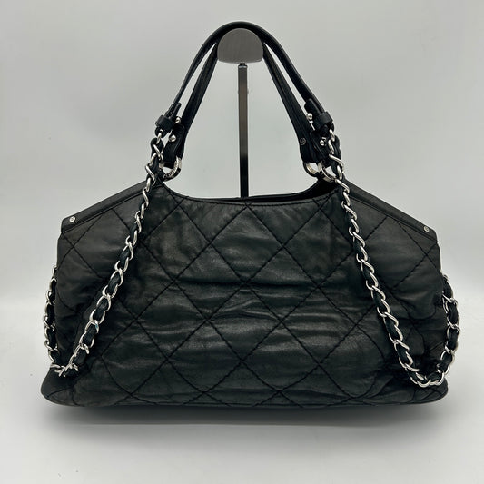 CHANEL Black Iridescent CC Logo 2-Way Chain Tote Bag [Used]