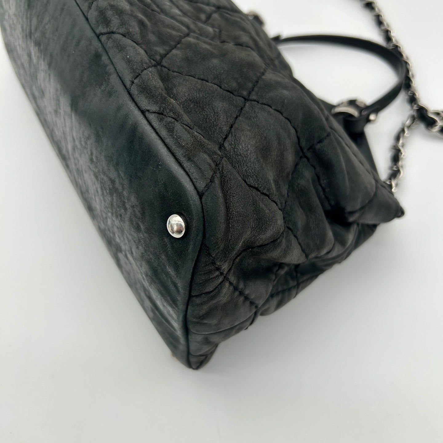 CHANEL Black Iridescent CC Logo 2-Way Chain Tote Bag [Used]