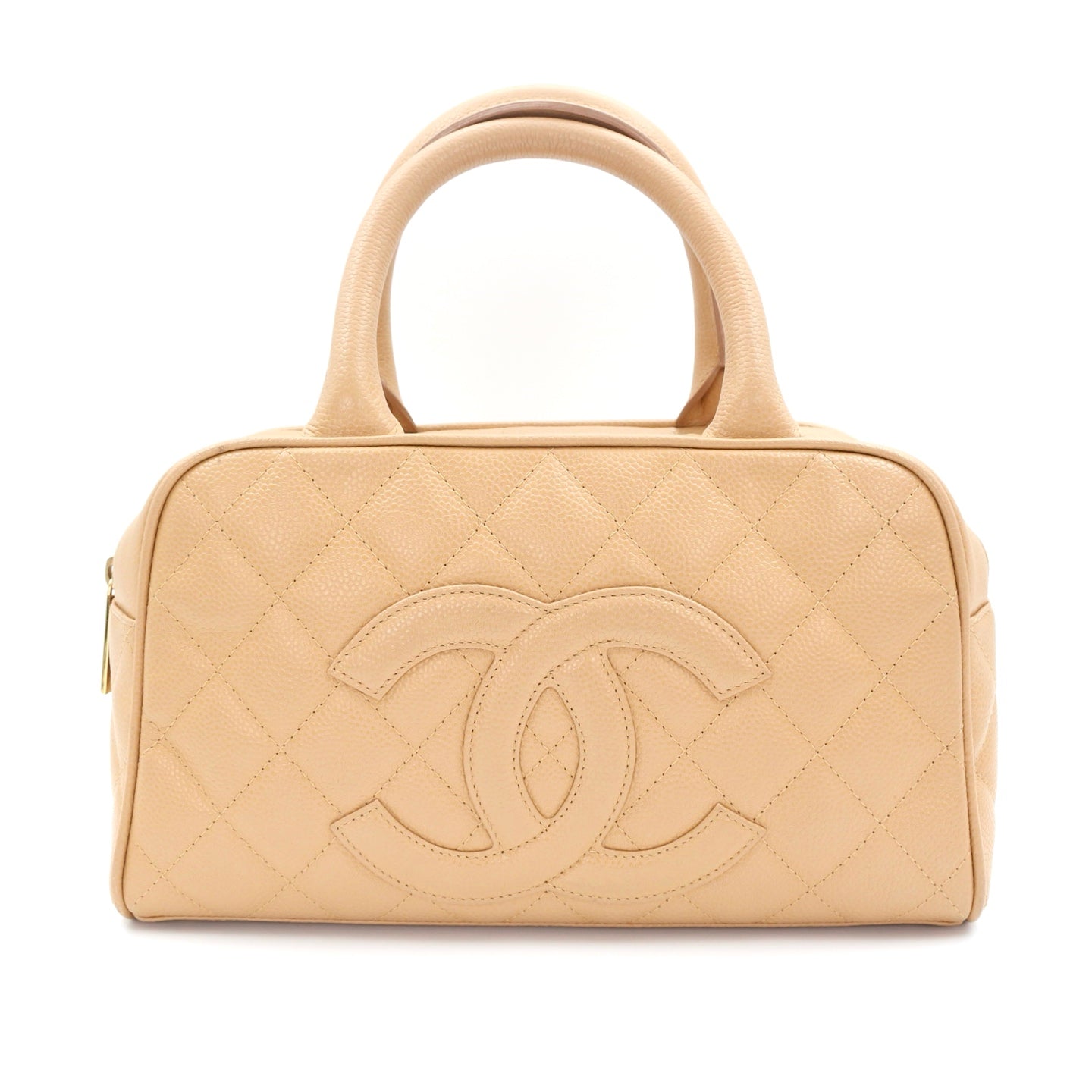 CHANEL Beige Caviar Leather Small Bowling Bag [Used]