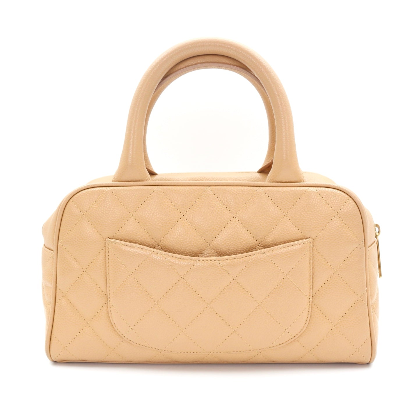 CHANEL Beige Caviar Leather Small Bowling Bag [Used]