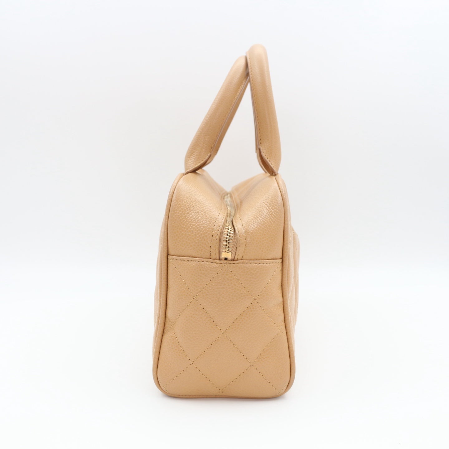 CHANEL Beige Caviar Leather Small Bowling Bag [Used]