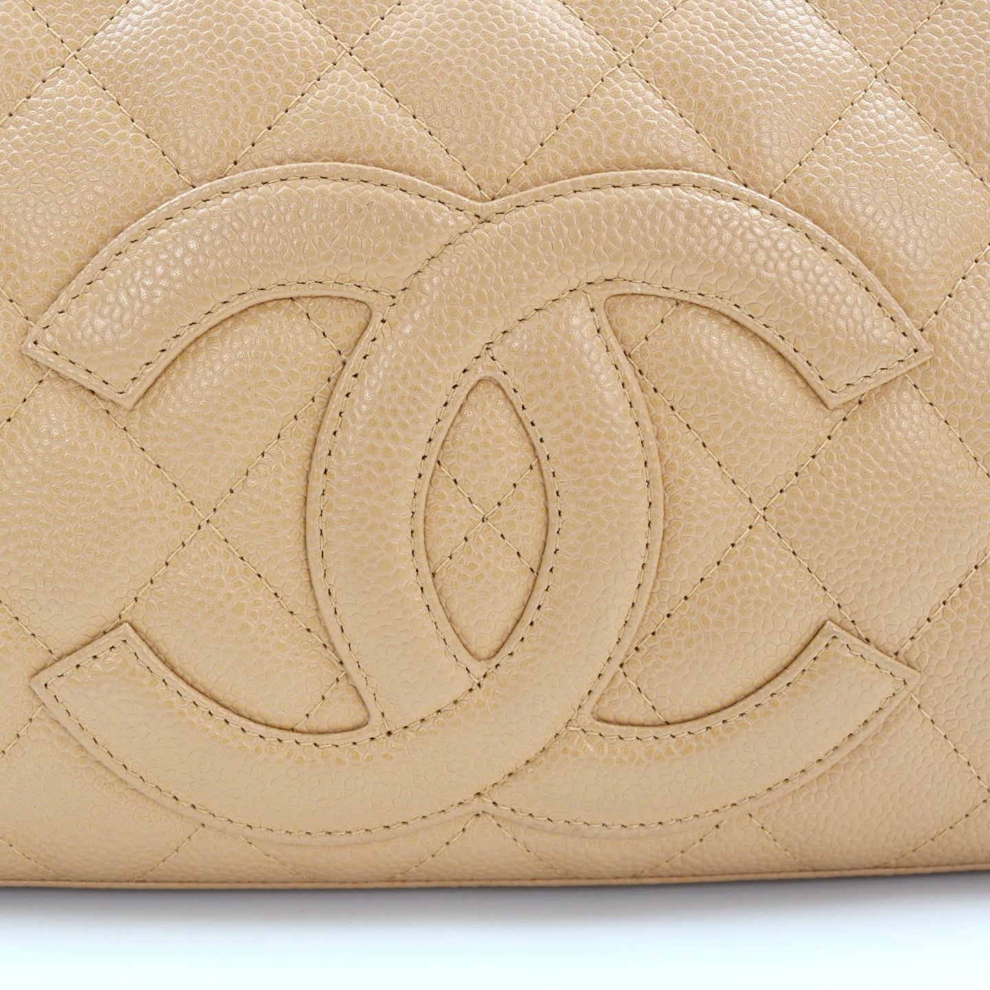 CHANEL Beige Caviar Leather Small Bowling Bag [Used]